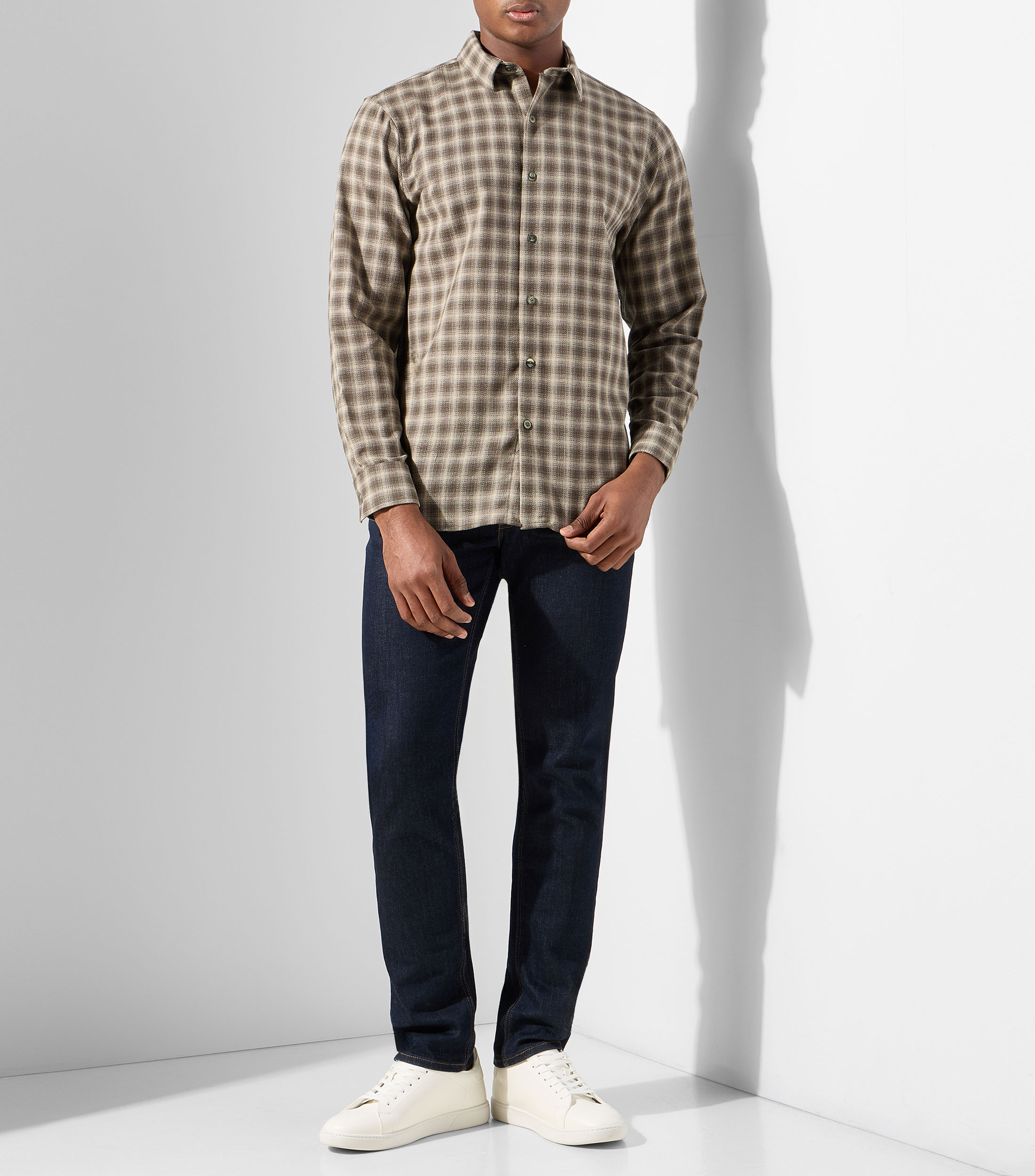 Camisa con cuadros manga larga Hombre